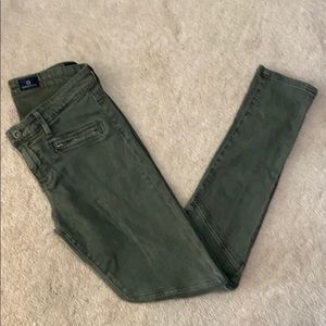 Adriano Goldschmied Green Moto Skinny Jeans